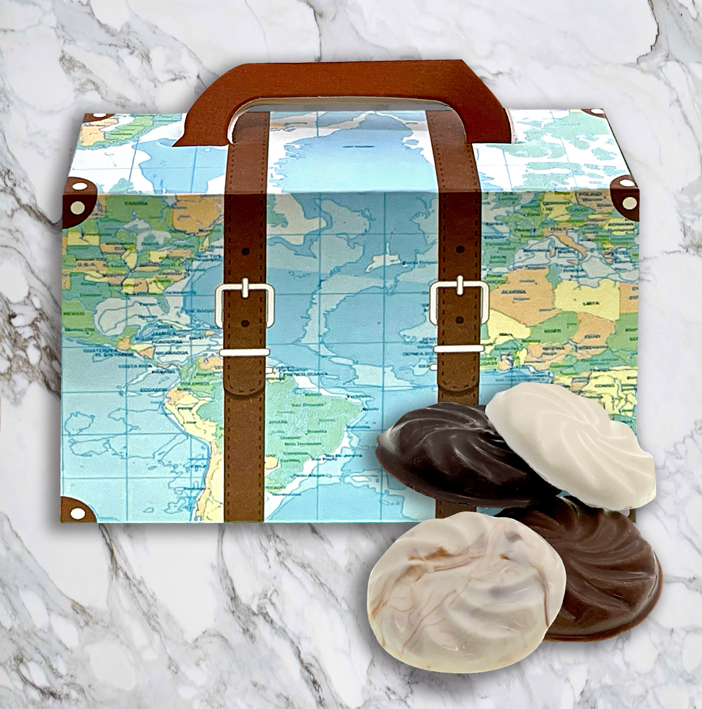 World Map Suitcase Truffles Box
