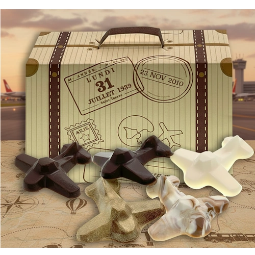 Suitcase Travel Box with Two Mini Chocolate Airplanes
