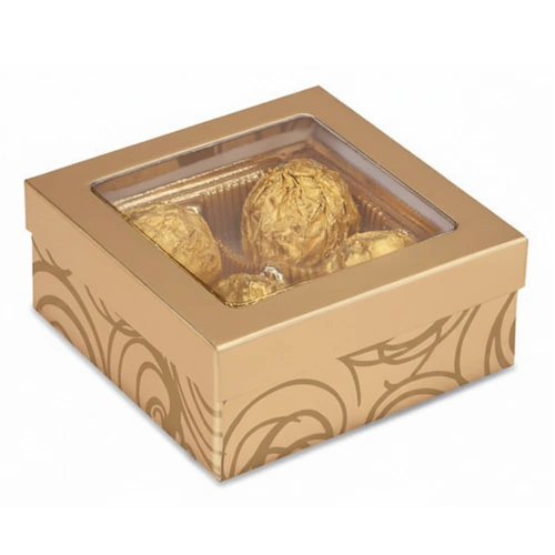 Four Piece Gold Swirl Truffle or Bon Bon Box