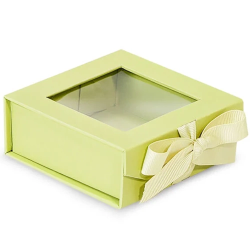 Four Piece Elegant Magnetic Closure Pistachio Box with Ribbon