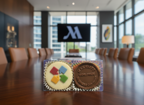 Marriott Business Council Logo Chocolate Dipped Sandwich Cookie Box