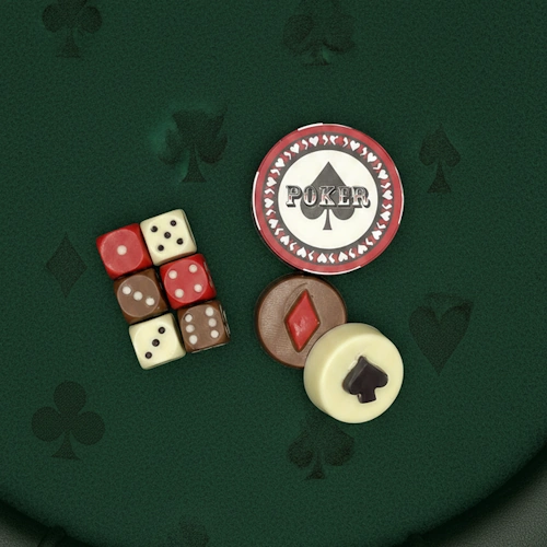 Poker Chip with Custom Card Themed Chocolate Dipped Sandwich Cookies