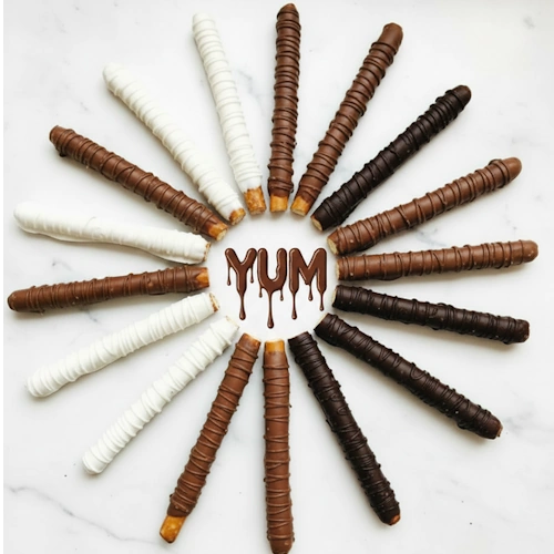 Chocolate Dipped & Drizzled Pretzel Rods