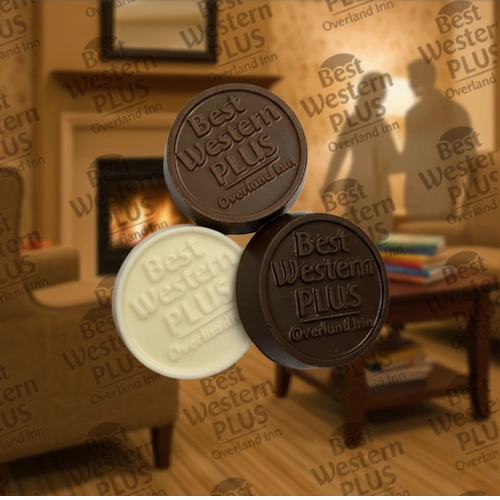 Best Western Plus Logo Chocolate Dipped Sandwich Cookie